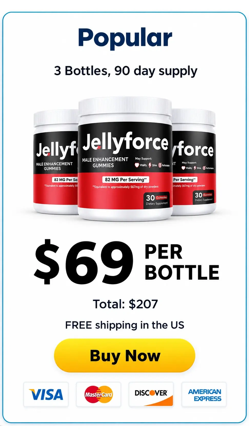 Jelly Force 3-bottle best value pack — 90-day supply with free shipping and biggest savings